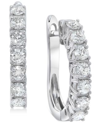 Macy's - Diamond Small Huggie Hoop Earrings (1 ct. t.w.) in 14k White Gold