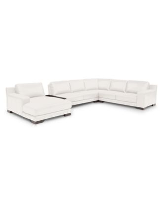 Macy's - Darrium 5-Pc. Leather Chaise Sectional with Console