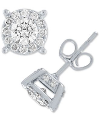 Macy's - Diamond Halo Stud (1/2 to 1-1/2 ct. t.w.) Earrings in 14k Gold