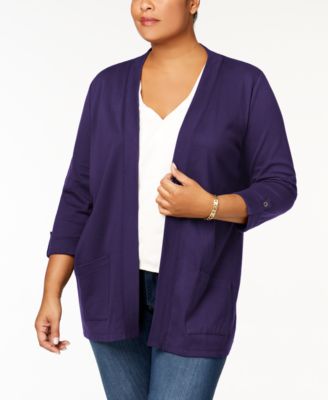 Karen Scott - Plus Size Cotton Cozy Cardigan