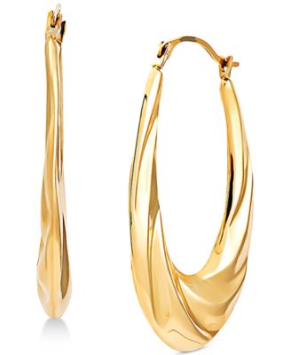 Macy's - Swirl Oval Hoop Earrings in 14k Gold