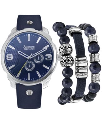 American Exchange - Men's Navy Strap Watch 46mm Gift Set