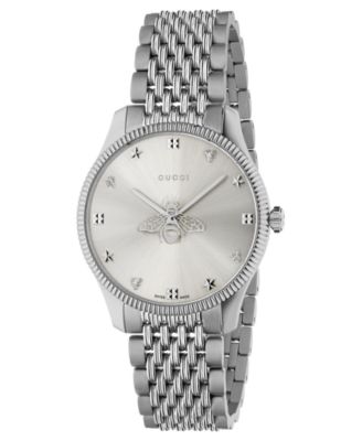 Gucci - Women's Swiss G-Timeless Slim Stainless Steel Bracelet Watch 36mm