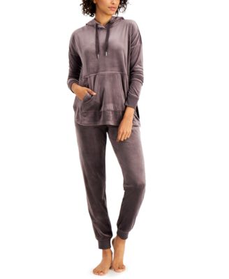 Alfani - Velour Hoodie & Pants Pajama Set