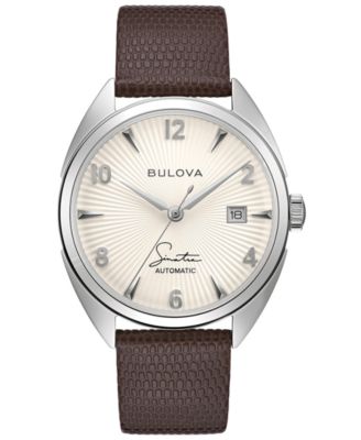 Bulova - Men's Automatic Sinatra Brown Leather Strap Watch 39mm