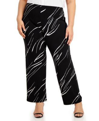 Alfani - Plus Size Printed Wide-Leg Soft Pants