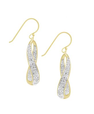 Essentials - Clear Crystal Twist Drop Earrings in Gold Plate or Fine Silver Plate
