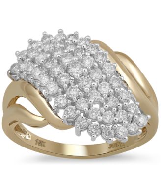 Macy's - Diamond Diagonal Cluster Ring (1 ct. t.w.) in 10k Gold