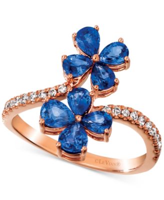 Le Vian - Blueberry Sapphire (1-1/2 ct. t.w.) & Nude Diamond (1/5 ct. t.w.) Flower Statement Ring in 14k Rose Gold