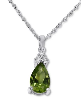 Macy's - Peridot (5/8 ct. t.w.) & Diamond Accent 18" Pendant Necklace in 14k White Gold