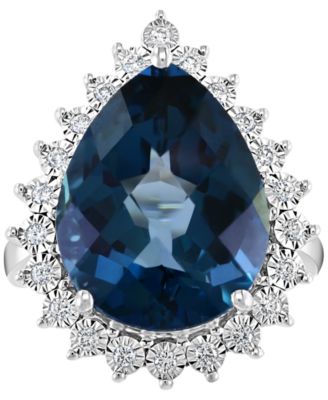 EFFY Collection - London Blue Topaz (12-3/4 ct. t.w.) & Diamond (1/5 ct. t.w.) Ring in 14k White Gold