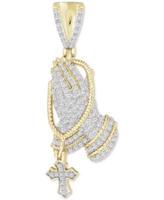 Macy's - Men's Diamond Praying Hands Pendant (1/3 ct. t.w.) in 10k Gold
