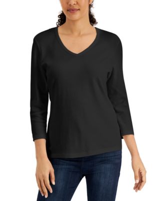 Karen Scott - Petite 3/4-Sleeve Top