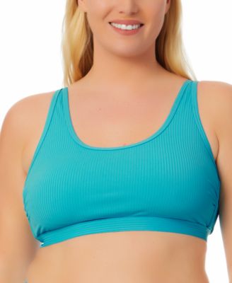 California Waves - Trendy Plus Size Ribbed Bralette Bikini Top