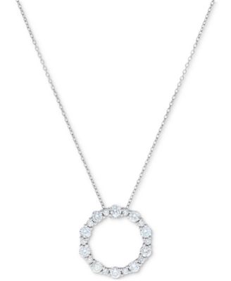 Macy's - Diamond Circle 18" Pendant Necklace (1 ct. t.w.) in 14k White Gold