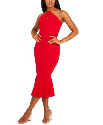 QUIZ - Juniors' Scuba Crepe Chain-Strap Midi Dress