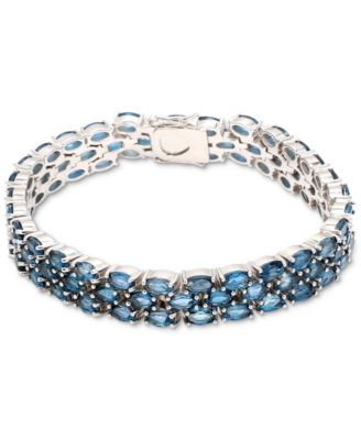 Macy's - Amethyst Triple Row Link Bracelet (17-3/8 ct. t.w.) in Sterling Silver (Also in Garnet, Peridot, Blue Topaz & London Blue Topaz)