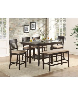Homelegance - Birm 6pc Dining Set (Counter Height Table, 4 Slat Back Side Chairs & Bench)