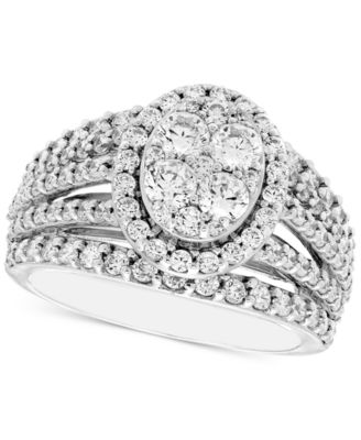 Macy's - Diamond Oval Cluster Multi-Row Engagement Ring (2 ct. t.w.) in 14k White Gold