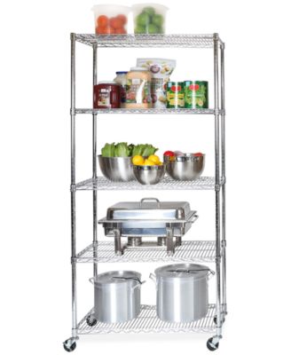Seville Classics - Commercial-Grade 5-Tier NSF-Certified Steel Wire Wheeled Shelving