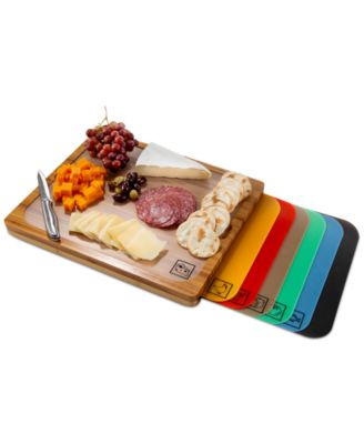 Seville Classics - Bamboo Cutting Board & Flexible Food Mats Set