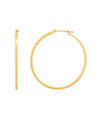 Macy's - Medium Flat-Edge Hoop Earrings in 10k Gold, 10k Rose Gold or 10k White Gold 40mm