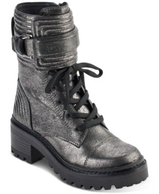 DKNY - Women's Basia Buckled Quilted Block-Heel Combat Boots