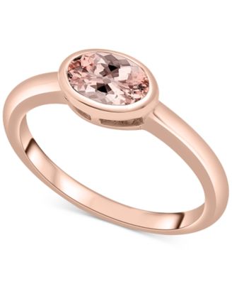 Macy's - Lab-Created Morganite Oval Bezel Ring (5/8 ct. t.w.) in 14k Rose Gold-Plated Sterling Silver (Also in Lab-Created Opal)