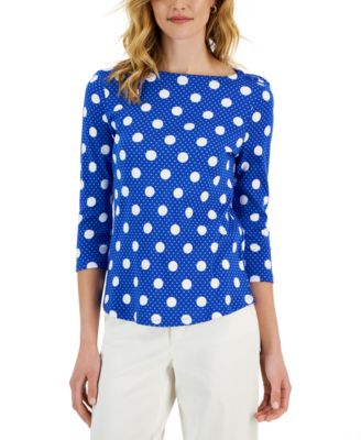 Charter Club - Dot-Print Boat-Neck Top