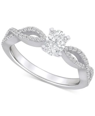 Macy's - Diamond Oval Twist Shank Engagement Ring (5/8 ct. t.w.) in 14k Gold