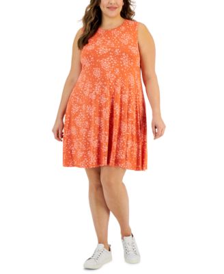 Style & Co - Plus Size Floral-Print Sleeveless Flip-Flop Dress
