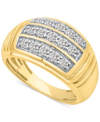 Macy's - Men's Diamond Three Row Dome Ring (1 ct. t.w.) in 10k Gold