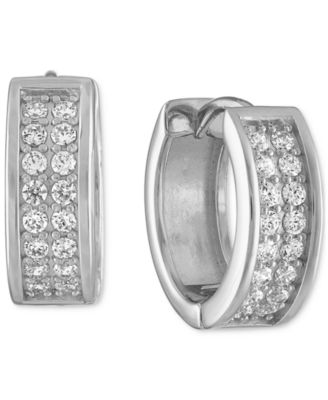 Esquire Men's Jewelry - Cubic Zirconia Small Huggie Hoop Earrings, 1/2"