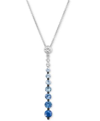 Le Vian - Denim Ombr&eacute;&reg; (7/8 ct. t.w.) & White Sapphire (1/6 ct. t.w.) Graduated Adjustable 20" Lariat Necklace in 14k White Gold