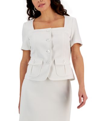 Kasper - Women's Short-Sleeve Square-Neck Jacket