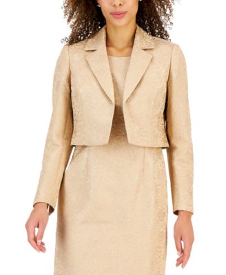 Kasper - Women's Jacquard Open-Front Cropped Jacket