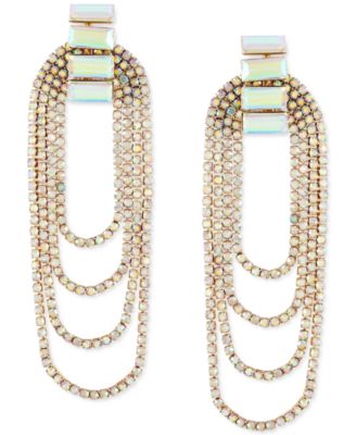 GUESS - Silver-Tone Crystal Draped Chandelier Earrings