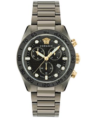 Versace - Men's Swiss Chronograph Greca Dome Gunmetal Ion Plated Bracelet Watch 43mm