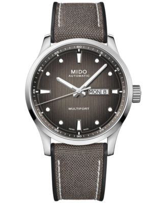 Mido - Men's Swiss Automatic Multifort Gray Textile Strap Watch 42mm