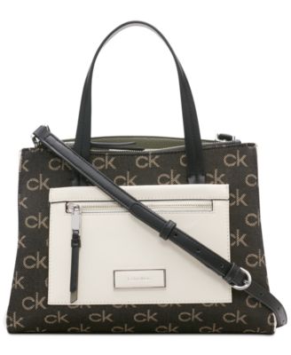 Calvin Klein - Hadley Denim Signature Triple Compartment Medium Satchel
