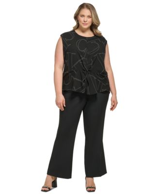 Calvin Klein - Plus Size Twist-Front Logo-Print Top