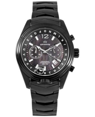 Abingdon Co. - Women's Chronograph Black Ion Plated Stainless Steel Bracelet Watch 40mm