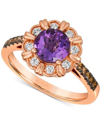 Le Vian - Grape Amethyst (1-1/6 ct. t.w.) & Diamond (1/3 ct. t.w.) Flower Ring in 14k Rose Gold