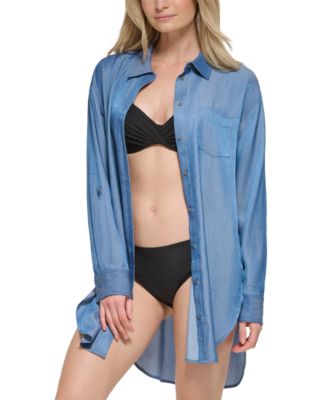 Calvin Klein - Women's Beach Button-Up Shirt Cover-Up