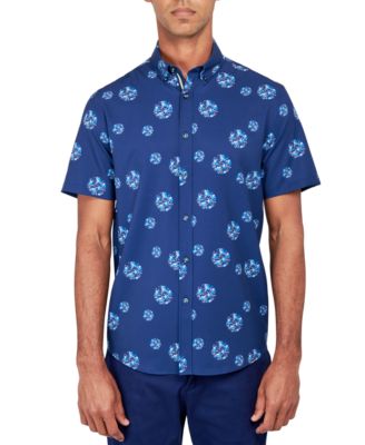 Society of Threads - Men's Regular-Fit Non-Iron Performance Stretch Floral Circle-Print Button-Down Shirt