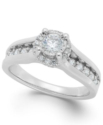 TruMiracle - Diamond Channel Halo Engagement Ring (1 ct. t.w.) in 14k Gold or White Gold