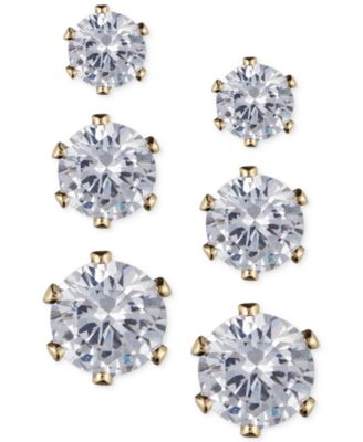 Anne Klein - Gold-Tone Glass Stone Stud Earring Set