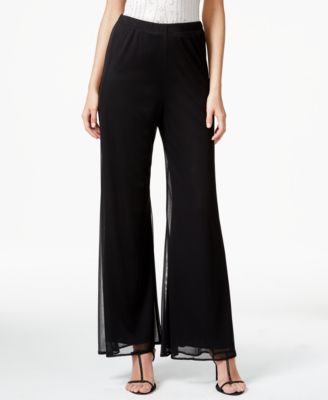 MSK - Wide-Leg Mesh-Overlay Pants