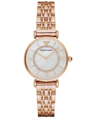 Emporio Armani - Women's Gianni T-Bar Rose Gold-Tone Stainless Steel Bracelet Watch 32mm AR1909