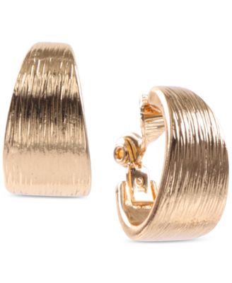 Anne Klein - Gold-Tone Textured Clip-on Hoop Earrings